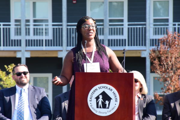 Whitney Ballew speaking at Ribbon Cutting