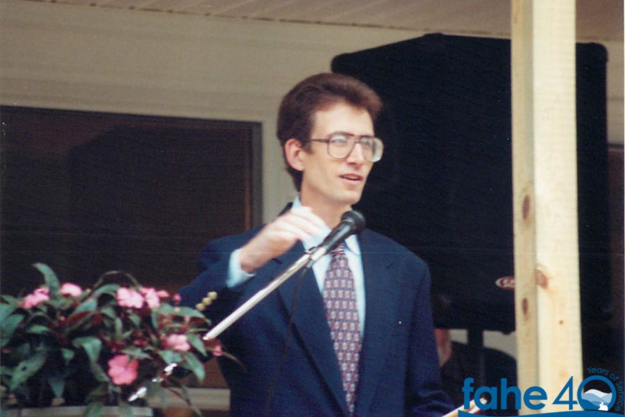 Dave Kreher speaking at a People's Self Help Housing event.