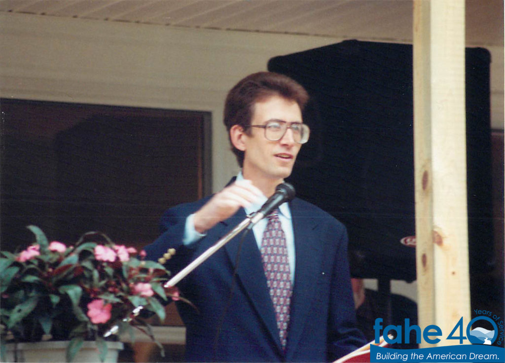 Dave Kreher speaking at a People's Self Help Housing event.